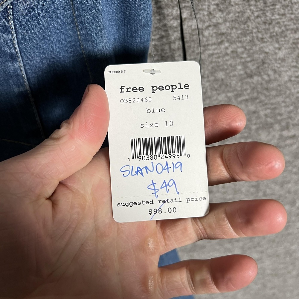 Free People Blue Denim Button-Front Sleeveless Midi Dress - Picture 3 of 9